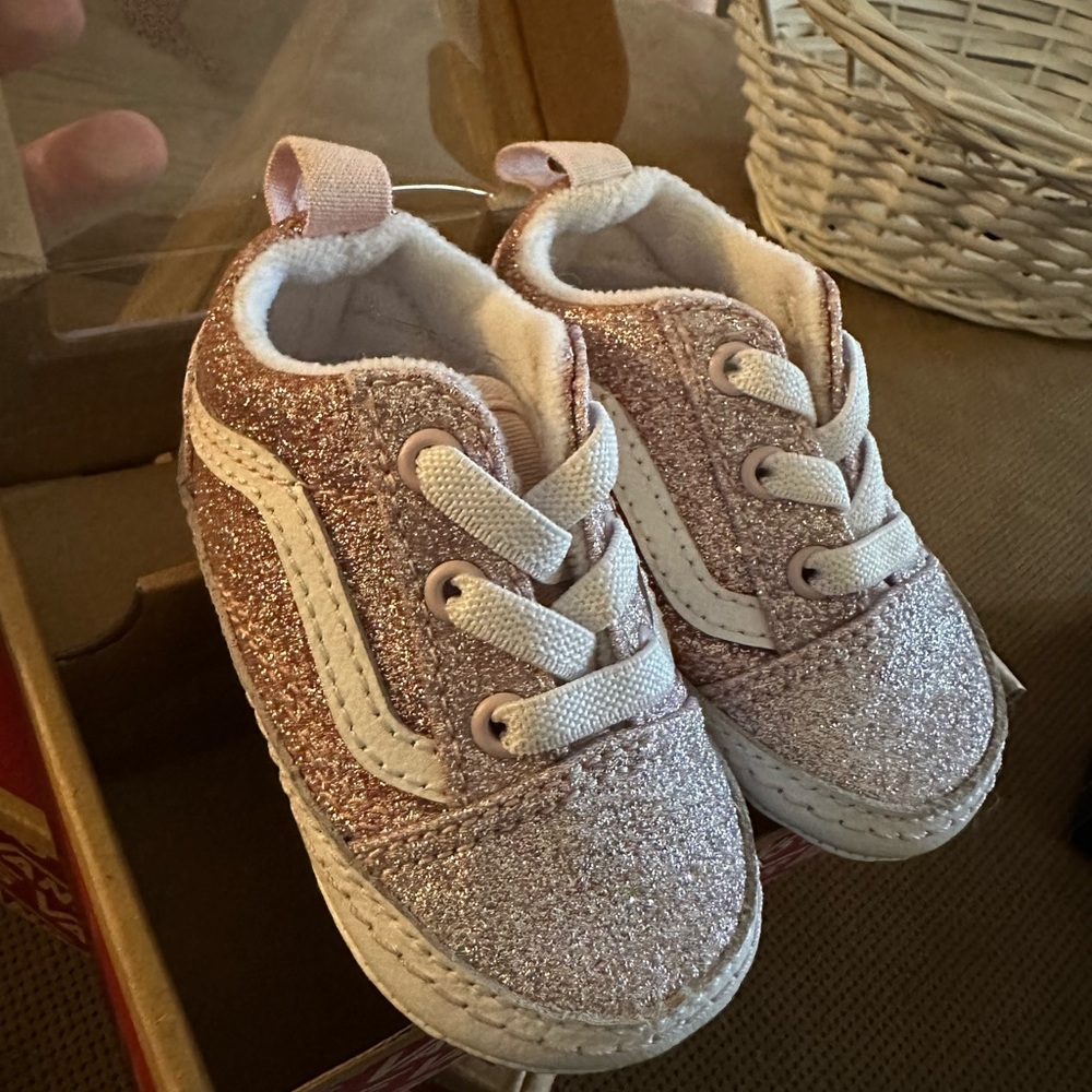 Old Skool Crib glitter booties